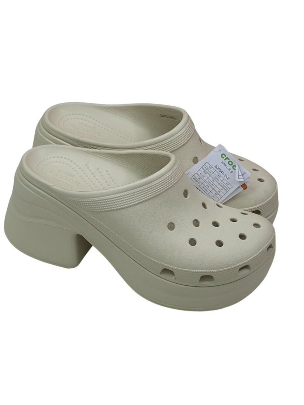 Crocs Siren Heeled Clog Platform Beige Sandals M10/W12 Lightweight Casual